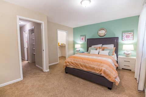 a bedroom with a bed and two night stands at Broadway at East Atlanta, Atlanta, GA, 30316