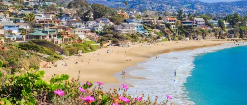 View of Crescent Bay of Laguna Beach, Orange County, CA during summer.