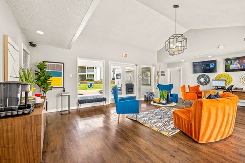 the preserve at ballantyne commons living room with furniture and a fireplace