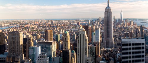 aerial view of skyscrapers in new york city