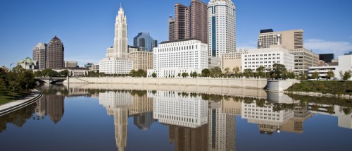 Skyline of Columbus Ohio near the waterfront