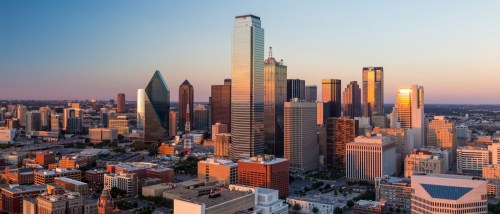 Dallas skyline at sunset